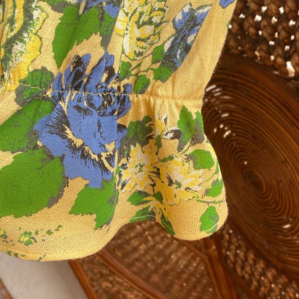 Urban Outfitters Floral Yellow and Blue Ruffles Summer Top Blouse - Picture 3 of 9